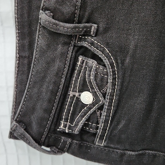 True Religion Joey Frayed Black Jeans Shorts - Picture 5 of 10